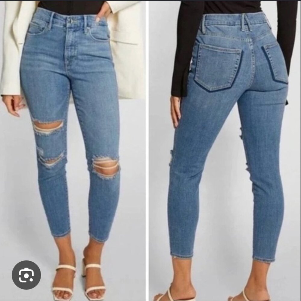 Good‎ American high waist skinny distressed jeans